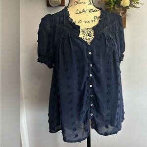 Navy Blue Sheer Women's Top